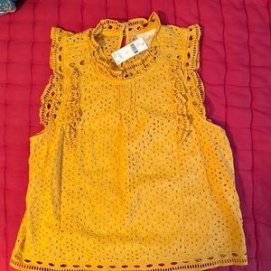 Maeve by Antropologie Gold Lace Top Size 6
